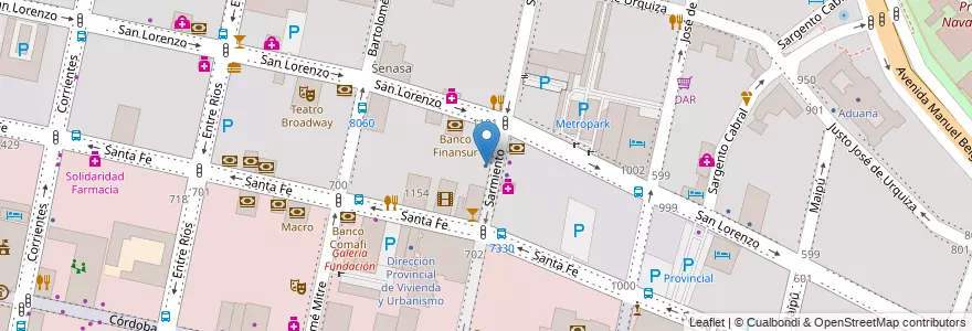 Mapa de ubicacion de Express en Arjantin, Santa Fe, Departamento Rosario, Municipio De Rosario, Rosario.