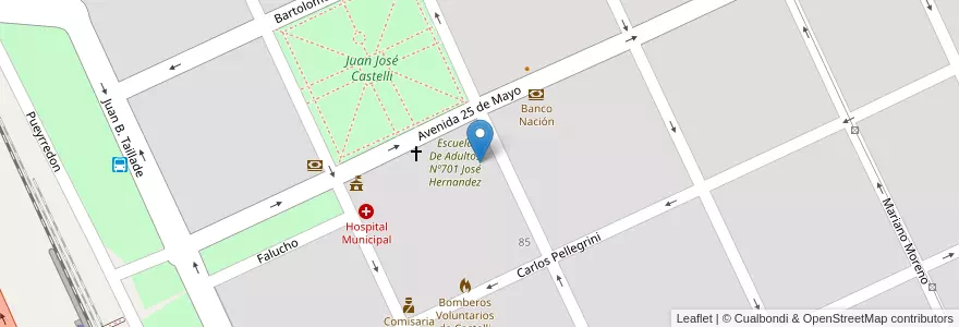 Mapa de ubicacion de Extension A Instituto Superior Nº26 (Dolores) en Argentina, Buenos Aires, Partido De Castelli.