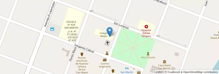 Mapa de ubicacion de Extensión Aulica de Adultos (Col. Sec. Maipú) en Аргентина, Корриентес, Departamento San Martín, Municipio De Yapeyú.