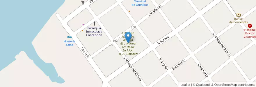 Mapa de ubicacion de Extension Aulica De Adultos (Esc. Normal 1er.Tte.De La F.A.A. M. A. Gimenez) en Argentina, Corrientes, Departamento San Cosme, Municipio De Paso De La Patria.