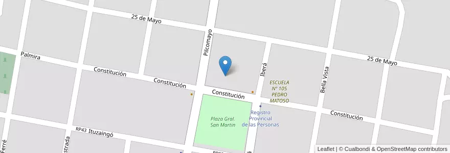 Mapa de ubicacion de EXTENSION AULICA DE ADULTOS QUE FUNCIONA EN COLEGIO ESC.PEDRO LECONTE (CESPA Nº 9) en 아르헨티나, Corrientes, Departamento San Cosme, Municipio De Santa Ana.