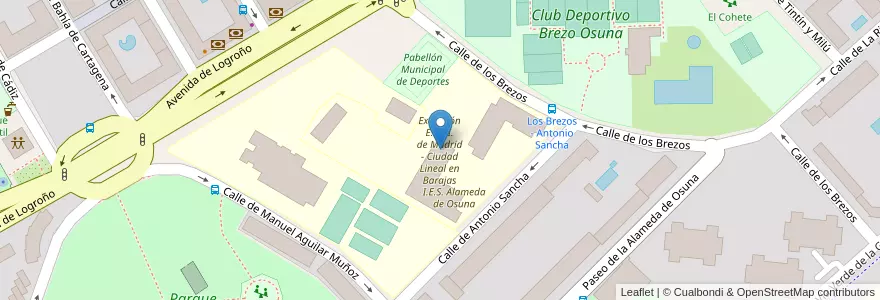 Mapa de ubicacion de Extensión E. O. I. de Madrid - Ciudad Lineal en Barajas en 스페인, Comunidad De Madrid, Comunidad De Madrid, Área Metropolitana De Madrid Y Corredor Del Henares, 마드리드.