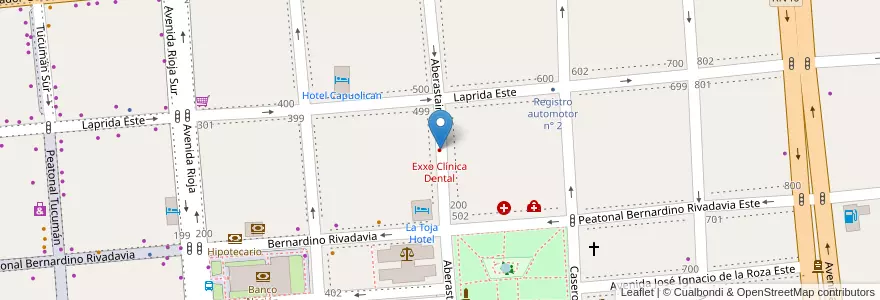 Mapa de ubicacion de Exxo Clínica Dental en Arjantin, San Juan, Şili, Capital.