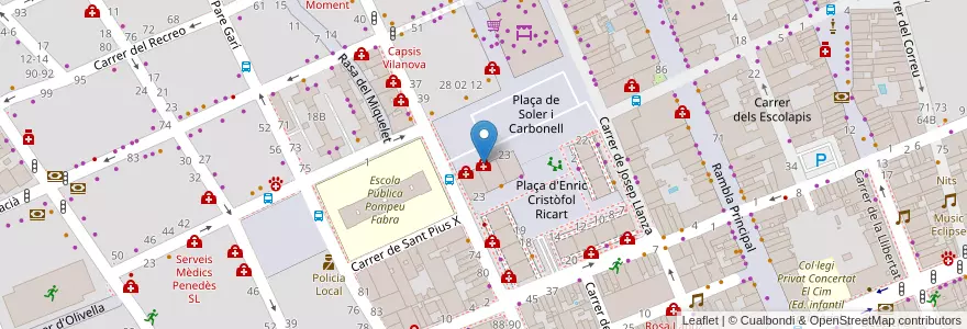 Mapa de ubicacion de Eye and Face Surgery en 西班牙, Catalunya, Barcelona, Garraf, Vilanova I La Geltrú.