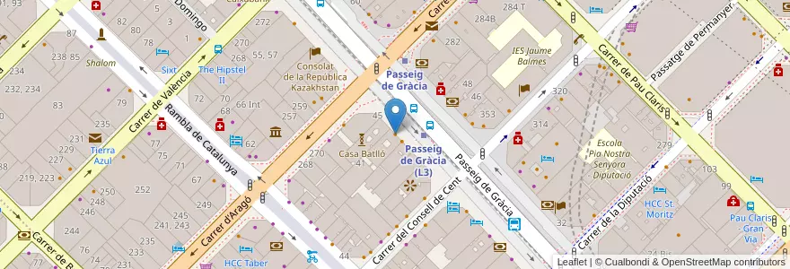 Mapa de ubicacion de Faborit Casa Amatller en España, Catalunya, Barcelona, Barcelonès, Barcelona.