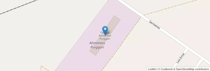 Mapa de ubicacion de Fábrica Alimentos Puiggari en Аргентина, Междуречье, Departamento Diamante, Libertador San Martín, Distrito Palmar.
