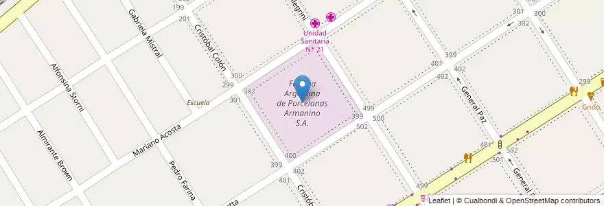 Mapa de ubicacion de Fabrica Argentina de Porcelanas Armanino S.A. en Argentina, Provincia Di Buenos Aires, Partido De Esteban Echeverría, Monte Grande.