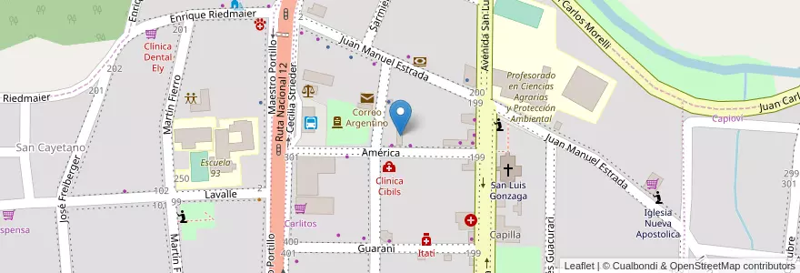 Mapa de ubicacion de Fábrica Automática de Soda en 아르헨티나, Misiones, Departamento Libertador General San Martín, Municipio De Capioví, Capioví.