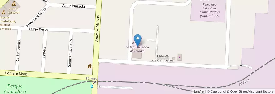 Mapa de ubicacion de Fábrica de Indumentaria de trabajo en Argentina, Cile, Provincia Di Neuquén, Departamento Confluencia, Municipio De Plaza Huincul, Plaza Huincul.