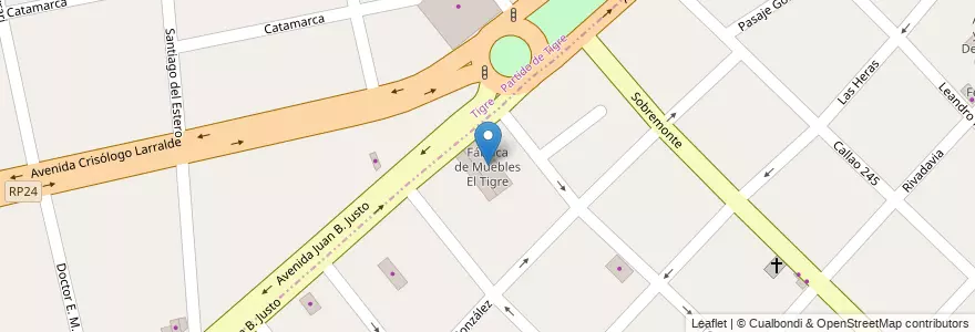 Mapa de ubicacion de Fábrica de Muebles El Tigre en Argentinië, Buenos Aires, Partido De San Fernando, San Fernando.