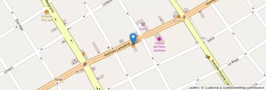 Mapa de ubicacion de Fabrica de Pastas Los Hermanos en 아르헨티나, 부에노스아이레스주, Partido De Quilmes, Quilmes.