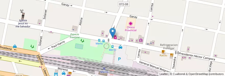 Mapa de ubicacion de Fábrica de Pizzas en アルゼンチン, ブエノスアイレス州, Partido De Merlo, Merlo.