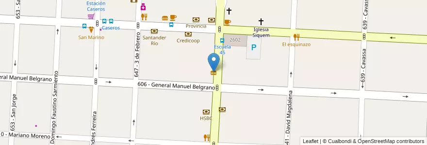 Mapa de ubicacion de fábrica de pizzas en Argentinië, Buenos Aires, Partido De Tres De Febrero, Caseros.