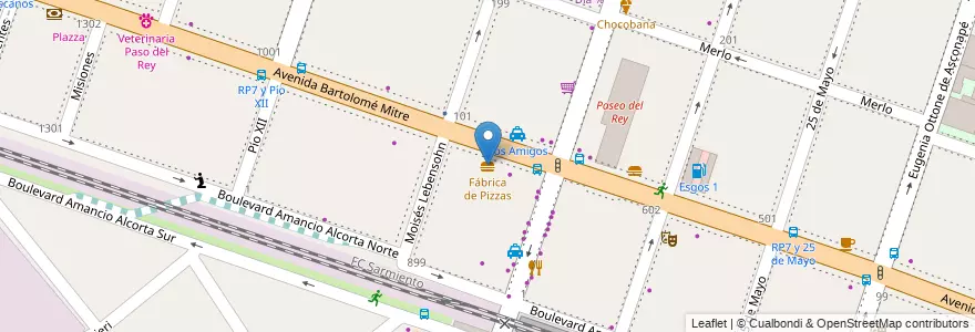 Mapa de ubicacion de Fábrica de Pizzas en アルゼンチン, ブエノスアイレス州, Partido De Moreno, Partido De Merlo, Merlo.