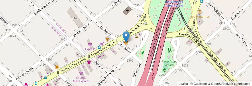 Mapa de ubicacion de Fábrica de Pizzas, Flores en Arjantin, Ciudad Autónoma De Buenos Aires, Comuna 7, Buenos Aires.