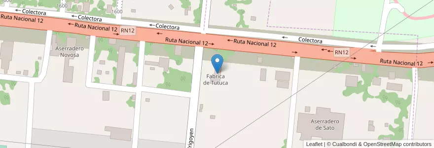 Mapa de ubicacion de Fabrica de Tutuca en アルゼンチン, ミシオネス州, Departamento Candelaria, Municipio De Candelaria, Candelaria.
