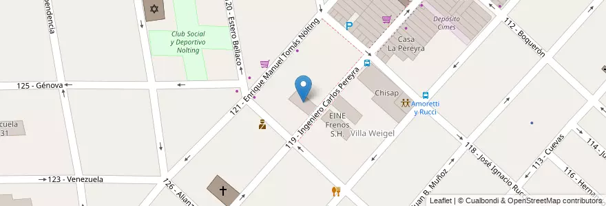 Mapa de ubicacion de Fábrica EINE Frenos S.H. en الأرجنتين, بوينس آيرس, Partido De Tres De Febrero, Ciudadela.