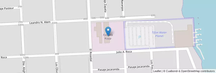 Mapa de ubicacion de Fabrica Kopp en 阿根廷, Santa Fe, Departamento Rosario, Municipio De Granadero Baigorria, Granadero Baigorria.