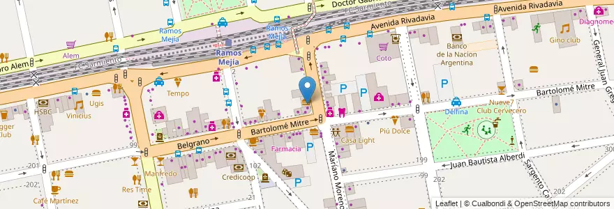 Mapa de ubicacion de Fábrica Pizzas en الأرجنتين, بوينس آيرس, Partido De La Matanza, Ramos Mejía.