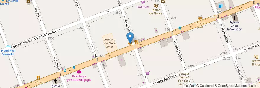 Mapa de ubicacion de Fábrica Pizzas, Flores en 阿根廷, Ciudad Autónoma De Buenos Aires, Comuna 7, 布宜诺斯艾利斯.