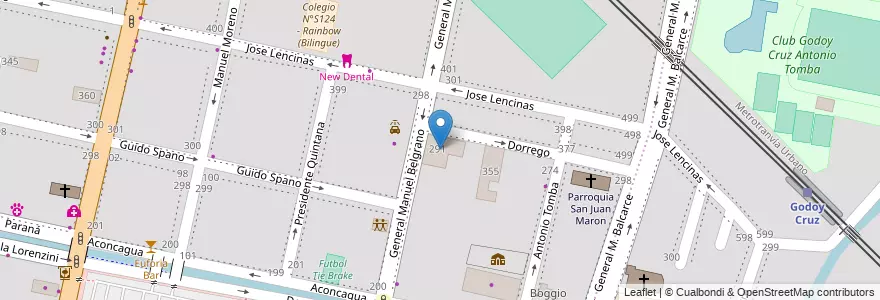 Mapa de ubicacion de Fabrica Universal de de Polieter - Colchones en Argentinië, Chili, Mendoza, Godoy Cruz, Departamento Godoy Cruz, Distrito Ciudad De Godoy Cruz.