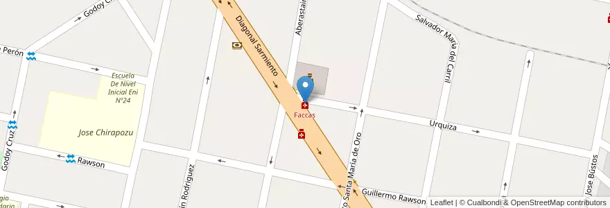 Mapa de ubicacion de Faccas en Arjantin, San Juan, Şili, Caucete.