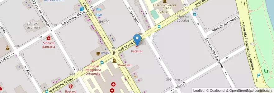 Mapa de ubicacion de Facilitar en 아르헨티나, 리오네그로주, Departamento Adolfo Alsina, Viedma, Viedma.