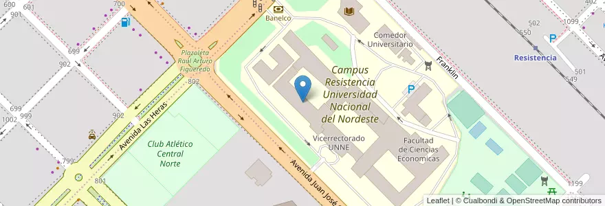 Mapa de ubicacion de Facultad de Arquitectura UNNE en الأرجنتين, Chaco, Departamento San Fernando, Resistencia, Resistencia.