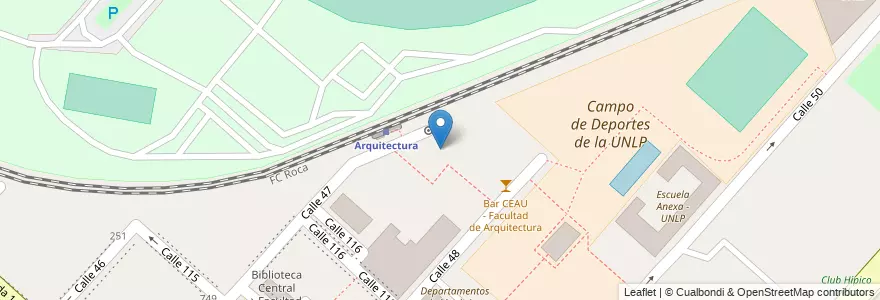 Mapa de ubicacion de Facultad de Arquitectura y Urbanismo - UNLP, Casco Urbano en アルゼンチン, ブエノスアイレス州, Partido De La Plata, La Plata.