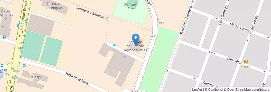 Mapa de ubicacion de Facultad de Ciencias Agropecuarias en الأرجنتين, Córdoba, Departamento Capital, Pedanía Capital, Córdoba, Municipio De Córdoba.