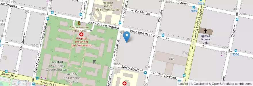 Mapa de ubicacion de Facultad de Ciencias Bioquimicas y Farmaceuticas en Argentinien, Santa Fe, Departamento Rosario, Municipio De Rosario, Rosario.