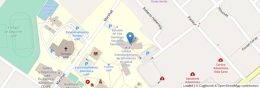 Mapa de ubicacion de Facultad de Ciencias de la Salud (FCS) en Argentina, Entre Ríos, Departamento Diamante, Libertador San Martín, Distrito Palmar.