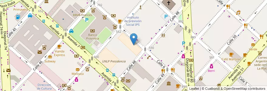 Mapa de ubicacion de Facultad de Ciencias Económicas (UNLP), Casco Urbano en Argentine, Province De Buenos Aires, Partido De La Plata, La Plata.