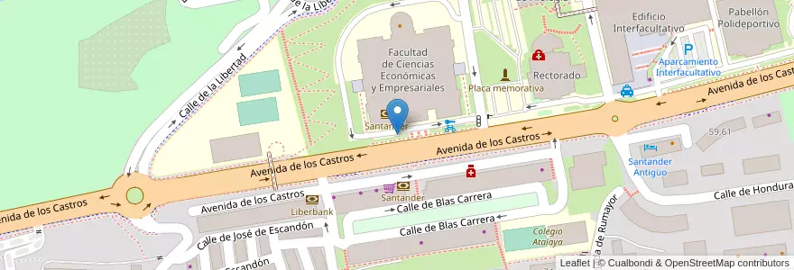 Mapa de ubicacion de Facultad de Ciencias Económicas y Empresariales en Spagna, Cantabria, Cantabria, Santander, Santander.