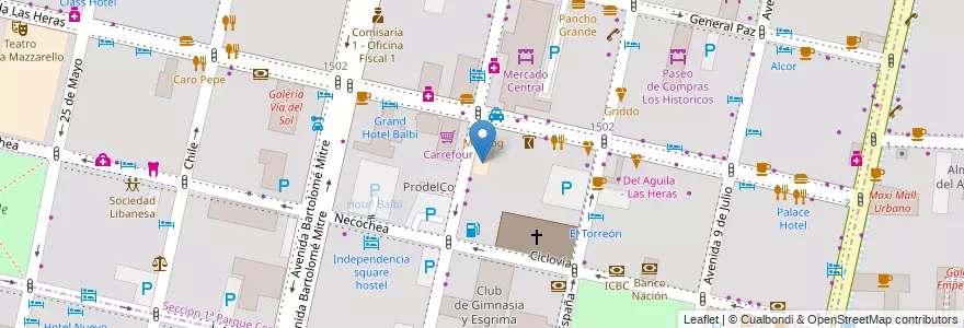 Mapa de ubicacion de Facultad de Ciencias Económicas y Jurídicas - UCA en Argentina, Chile, Mendoza, Departamento Capital, Ciudad De Mendoza.