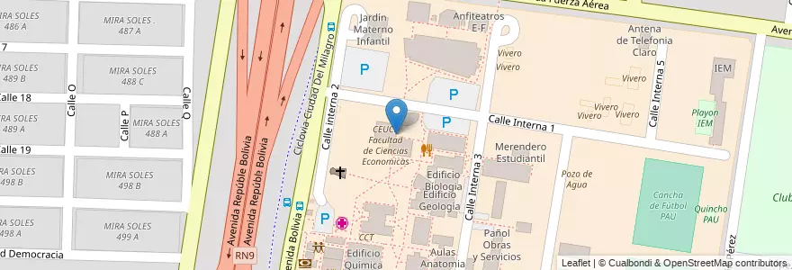 Mapa de ubicacion de Facultad de Ciencias Económicas y Juridícas en Arjantin, Salta, Capital, Municipio De Salta, Salta.