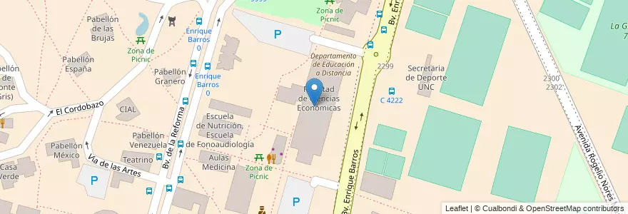 Mapa de ubicacion de Facultad de Ciencias Económicas en آرژانتین, Córdoba, Departamento Capital, Pedanía Capital, Córdoba, Municipio De Córdoba.