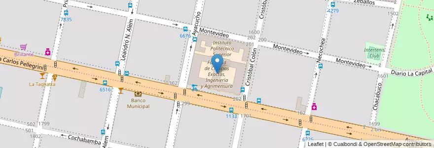 Mapa de ubicacion de Facultad de Ciencias Exactas, Ingeniería y Agrimensura en 阿根廷, Santa Fe, Departamento Rosario, Municipio De Rosario, 罗萨里奥.