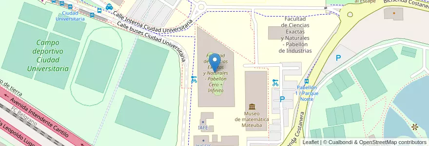 Mapa de ubicacion de Facultad de Ciencias Exactas y Naturales - Pabellón Cero + Infinito en Argentine, Ciudad Autónoma De Buenos Aires, Buenos Aires, Comuna 13.