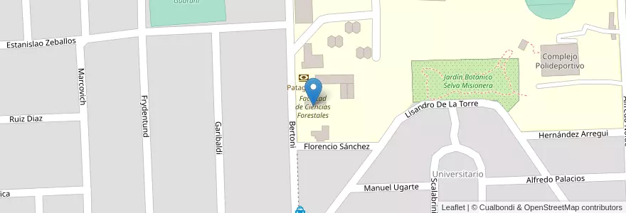 Mapa de ubicacion de Facultad de Ciencias Forestales en Argentine, Misiones, Departamento Eldorado, Municipio De Eldorado, Eldorado.