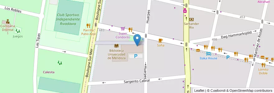 Mapa de ubicacion de Facultad de Ciencias Médicas - UM en Arjantin, Şili, Mendoza, Departamento Capital, Ciudad De Mendoza, Sección 5ª Residencial Sur.