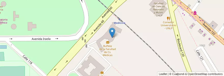 Mapa de ubicacion de Facultad de Ciencias Médicas - UNLP, Casco Urbano en Arjantin, Buenos Aires, Partido De La Plata, La Plata.