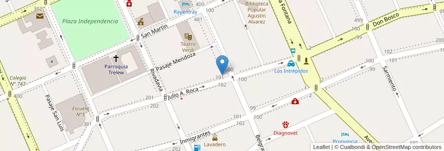 Mapa de ubicacion de Facultad de Ciencias Naturales en الأرجنتين, شوبوت, Trelew, Departamento Rawson.