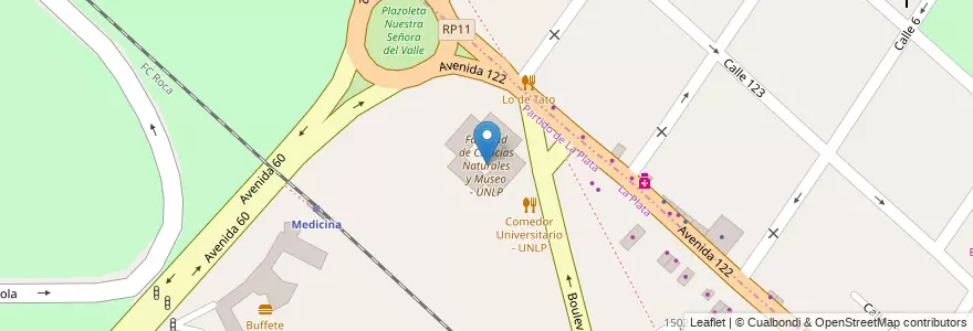 Mapa de ubicacion de Facultad de Ciencias Naturales y Museo - UNLP, Casco Urbano en Arjantin, Buenos Aires, Partido De La Plata, La Plata.