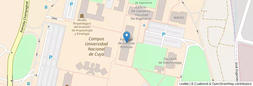 Mapa de ubicacion de Facultad de Ciencias Políticas en 阿根廷, 智利, Mendoza, Departamento Capital, Ciudad De Mendoza.
