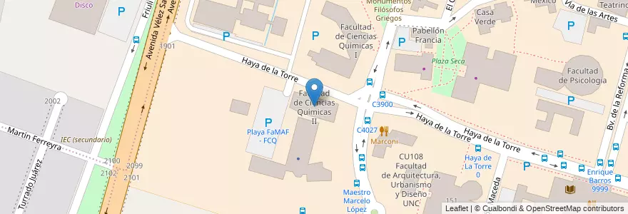 Mapa de ubicacion de Facultad de Ciencias Químicas II en Аргентина, Кордова, Departamento Capital, Pedanía Capital, Córdoba, Municipio De Córdoba.