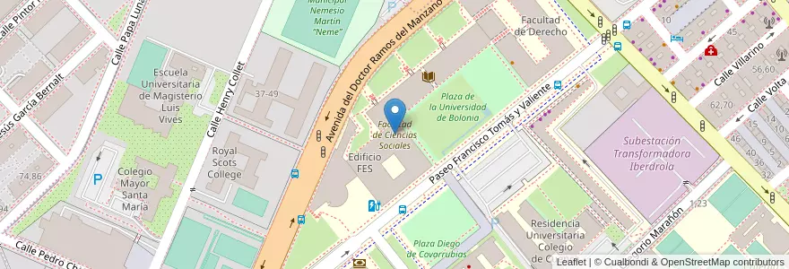 Mapa de ubicacion de Facultad de Ciencias Sociales en 스페인, Castilla Y León, Salamanca, Campo De Salamanca, Salamanca.