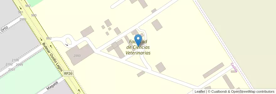 Mapa de ubicacion de Facultad de Ciencias Veterinarias en الأرجنتين, سانتا في, Departamento Caseros, Municipio De Casilda, Casilda.