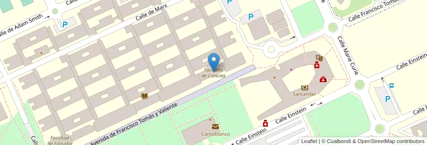 Mapa de ubicacion de Facultad de Ciencias en Spanien, Autonome Gemeinschaft Madrid, Autonome Gemeinschaft Madrid, Área Metropolitana De Madrid Y Corredor Del Henares, Madrid.