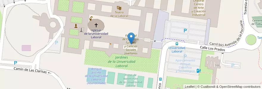 Mapa de ubicacion de Facultad de Comercio, Turismo y Ciencias Sociales Jovellanos en スペイン, アストゥリアス州, アストゥリアス州, Gijón/Xixón.
